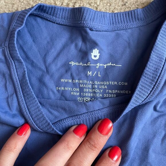 Spiritual Gangster Logo Active Flow Top Size M/L in purple NWT - Picture 4 of 7